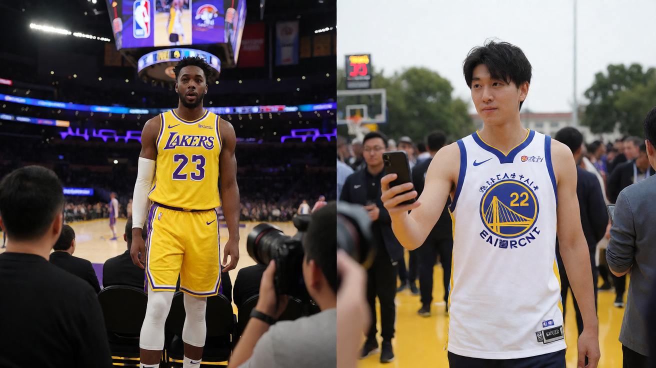 NBA常规赛湖人对阵勇士比赛现场